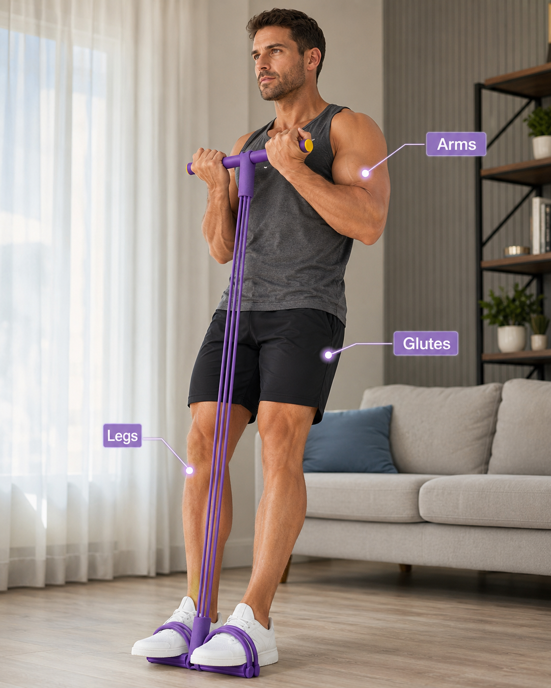 8 Tube Multifunction Pedal Resistance Band Trainer